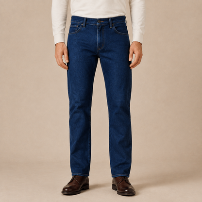 Jeans heren slim straight van stretch denim met rechte pijpen