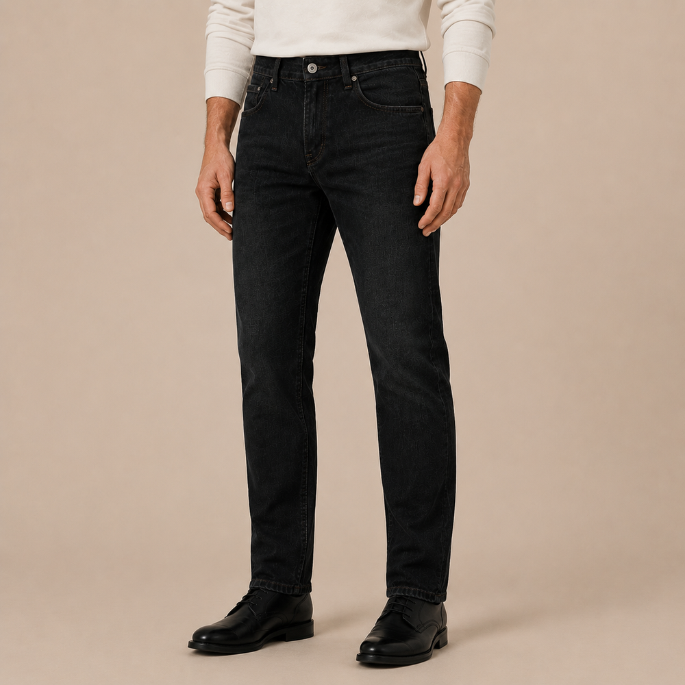 Jeans Heren Straight Fit - Stretch Spijkerbroek met Hoge Taille en Vijf Zakken