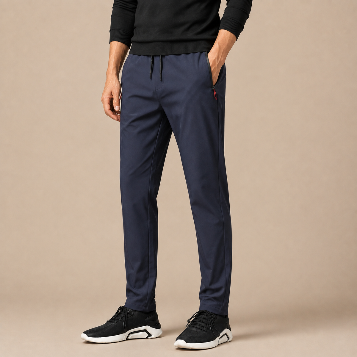 Joggingbroek Heren Sportief - Trainingsbroek met Ritszakken en Trekkoord