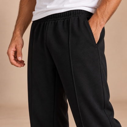 Zwarte joggingbroek heren detail elastische taille en steekzak