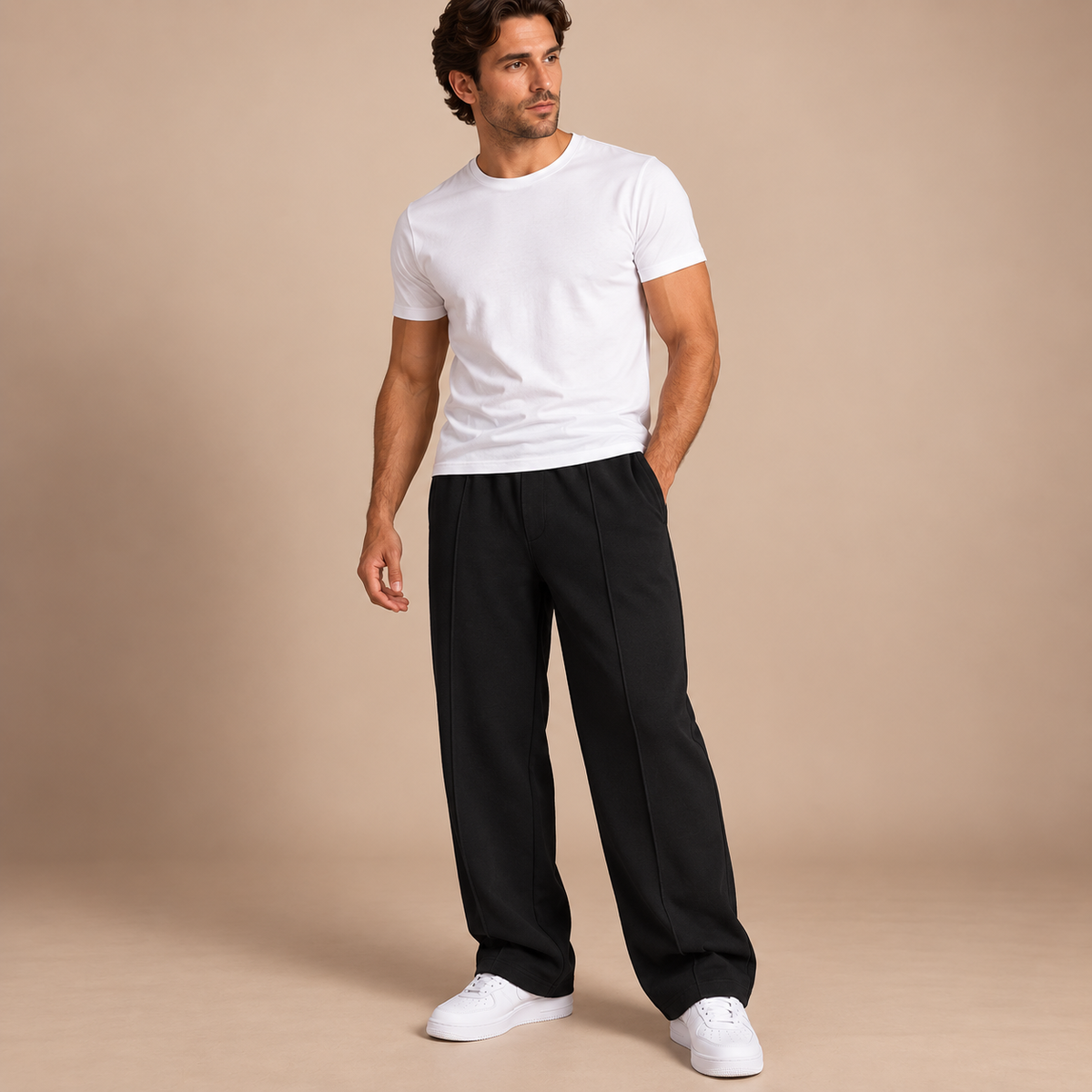 Joggingbroek Heren Loose Fit – Rechte Sweatpants met Elastische Taille