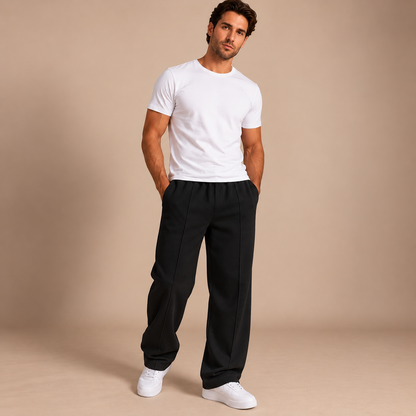 Joggingbroek heren zwart loose fit vooraanzicht