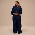 Joggingpak Dames Wide Leg – Cropped Hoodie met Rits
