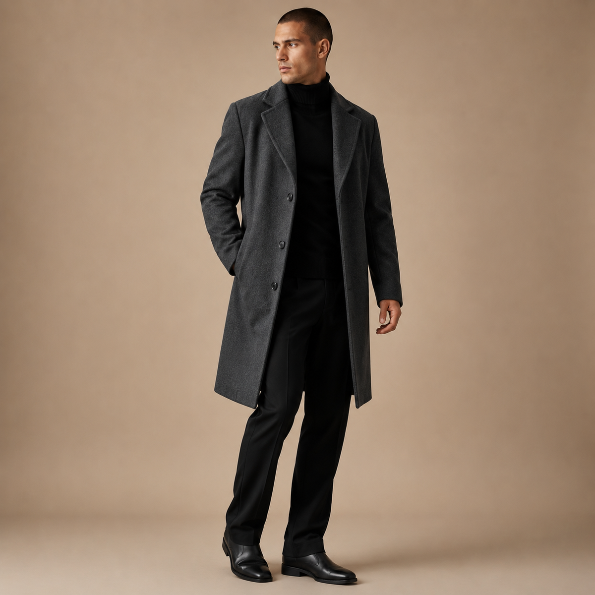 Lange herenjas – klassieke overcoat met reverskraag