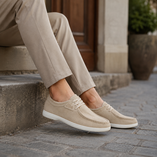 Loafers Heren Suede Look – Mocassins met Veters en Comfort Zool – productafbeelding