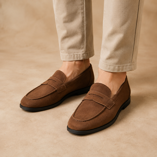 Loafers Heren Suede – Penny Instappers met Mocassin Design en Comfort Zool – productafbeelding