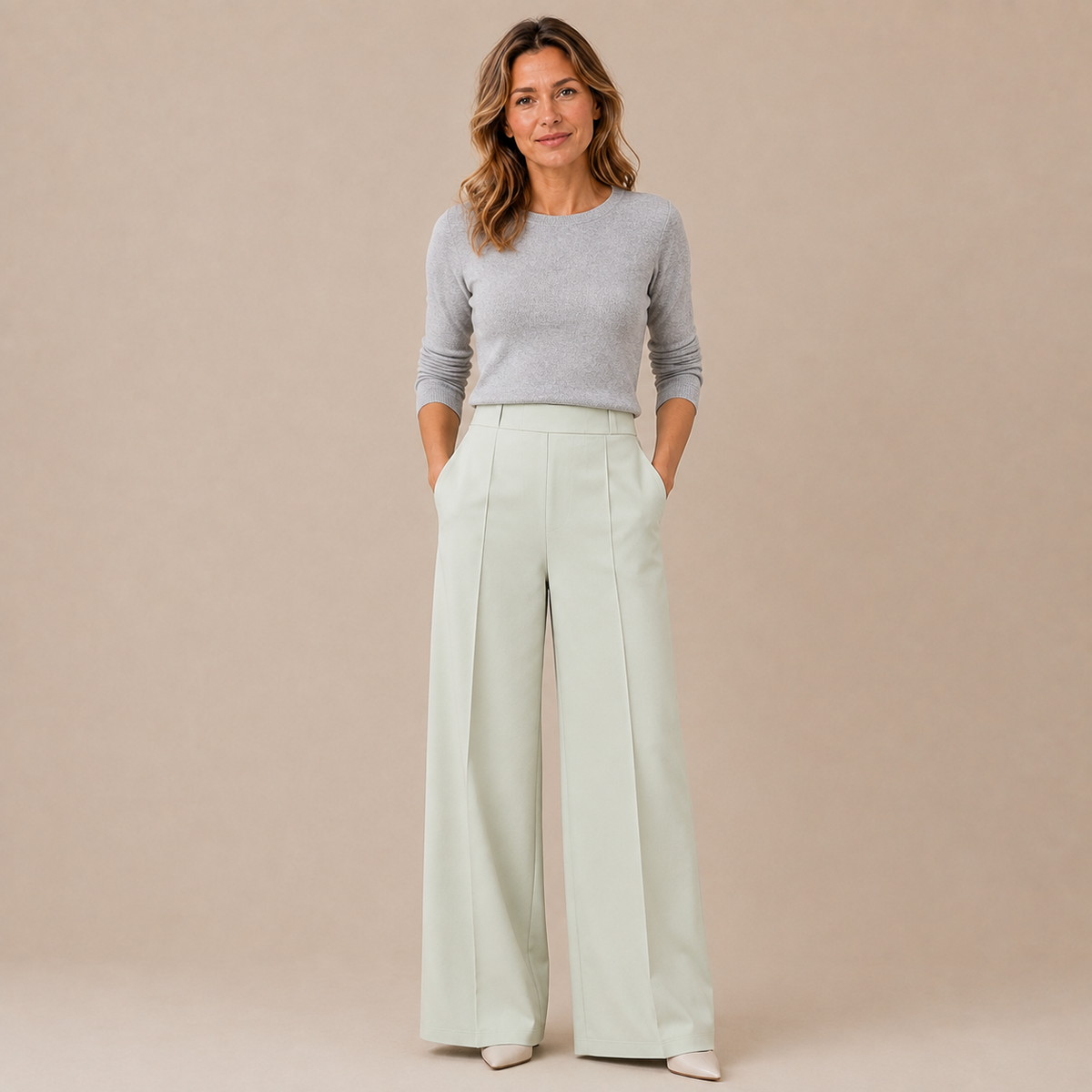 Pantalon Dames Wijd - Hoge Taille Broek met Plooien en Rechte Pijp