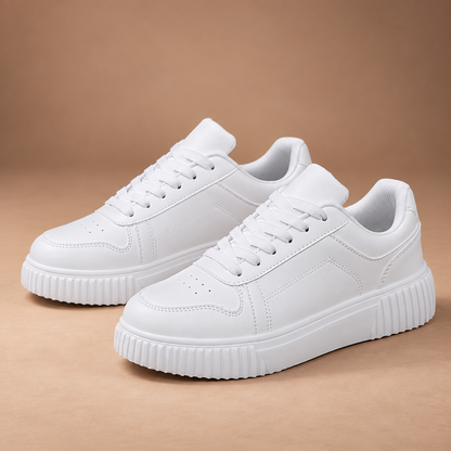 Witte platform sneakers voor dames – voorkant