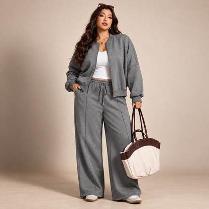 Plus size trainingspak dames donkergrijs