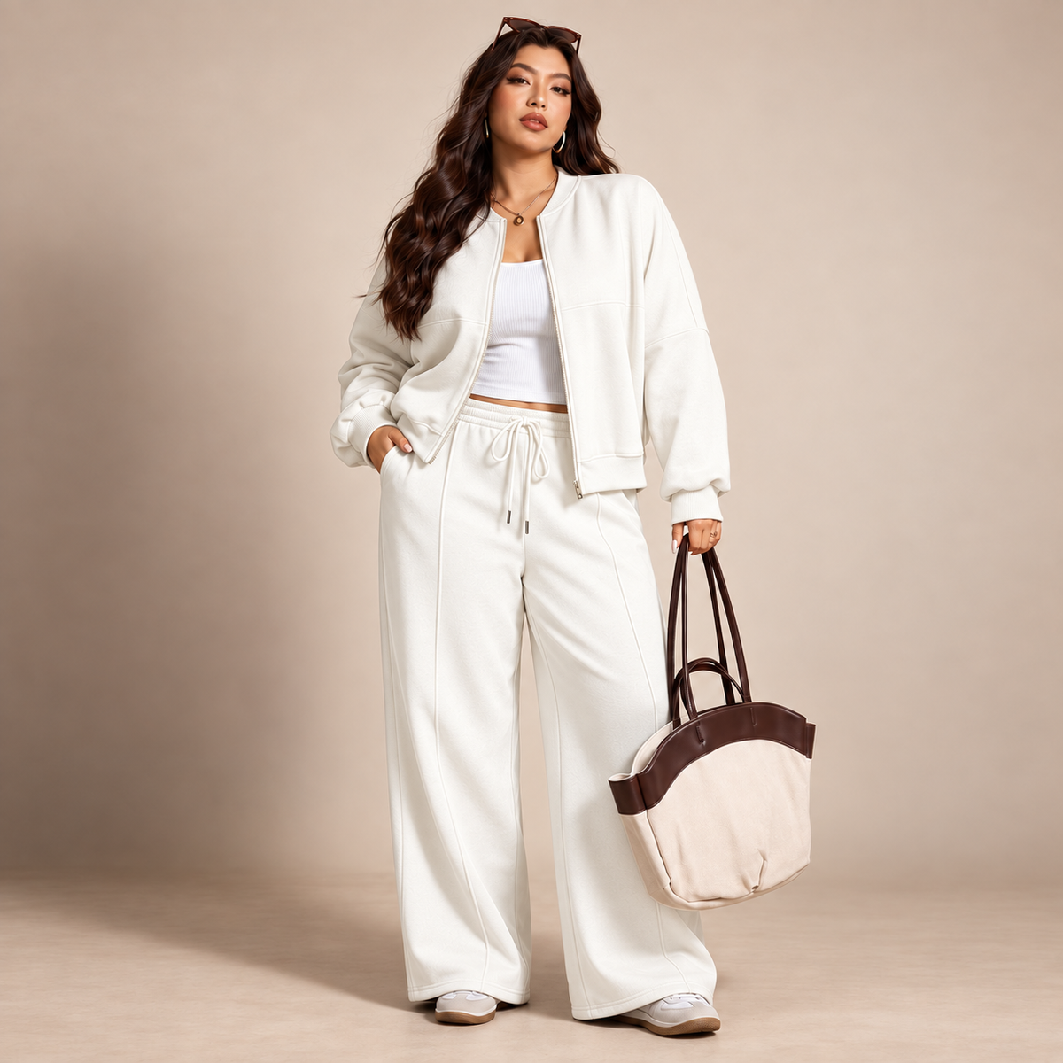 Plus size trainingspak dames wit