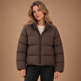 Puffer Jas Dames – Korte Winterjas met Hoge Kraag