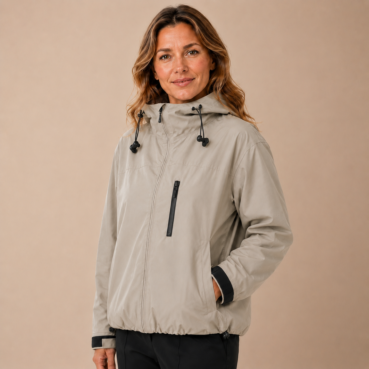 Regenjas Dames Kort - Windjack met Capuchon en Ritssluiting