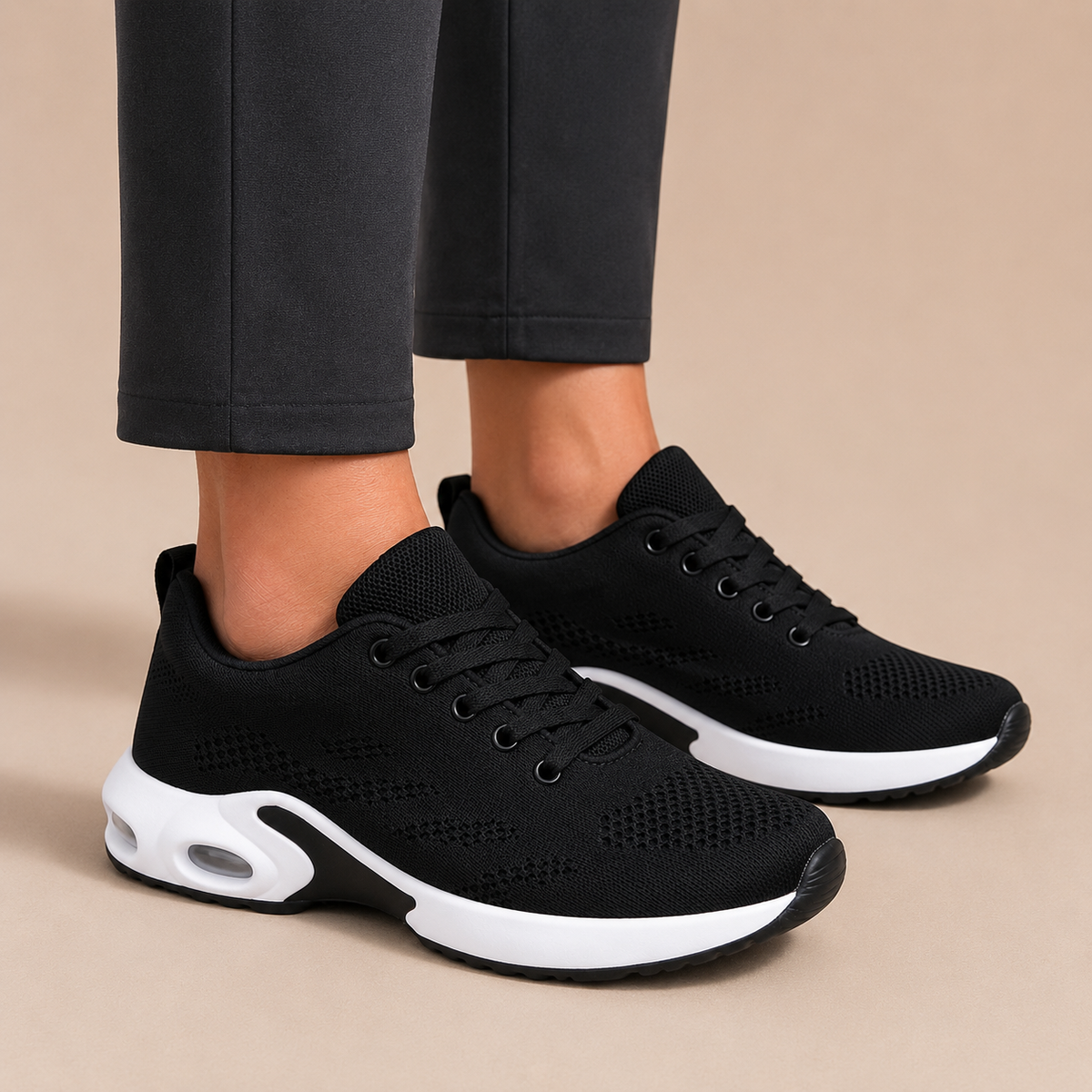 Sneakers Dames Casual - Lage Mesh Schoenen met Veters en Comfort Zool