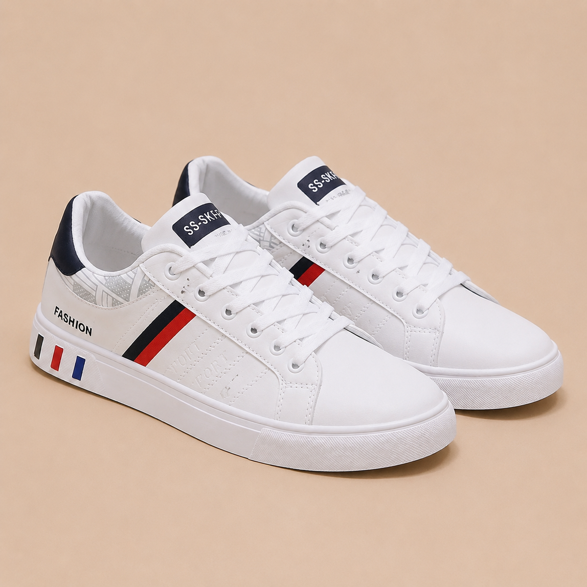Sneakers Heren Court - Lage Veterschoenen met Zijstrepen en Cupzool