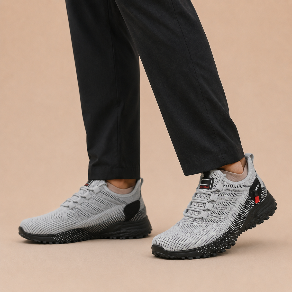 Sneakers Heren Mesh Trail - Lage Sportschoenen met Elastische Veters en Profielzool