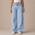 Wide Leg Jeans Dames High Waist - Damesjeans met Wijde Pijpen en Acid Wash