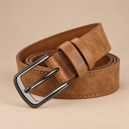 Cognac heren riem met metalen gesp
