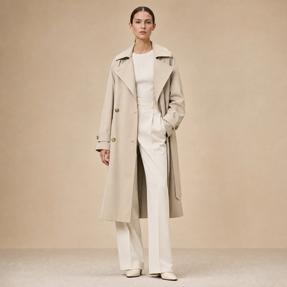 Trenchcoat Dames Lang – Tussenjas met Ceintuur Revers en Knopen – productaanzicht 6