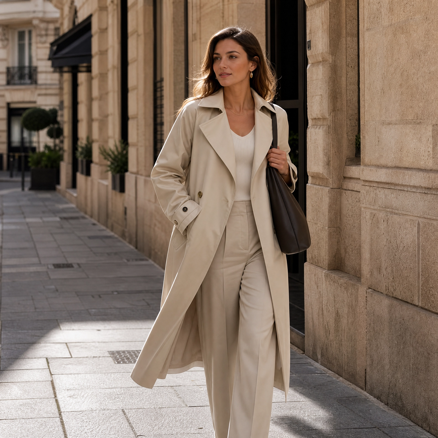 Trenchcoat Dames Lang – Tussenjas met Ceintuur Revers en Knopen – productaanzicht 2