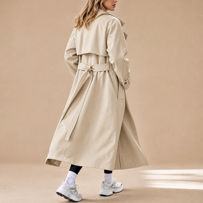 Trenchcoat Dames Lang – Tussenjas met Ceintuur Revers en Knopen – productaanzicht 10