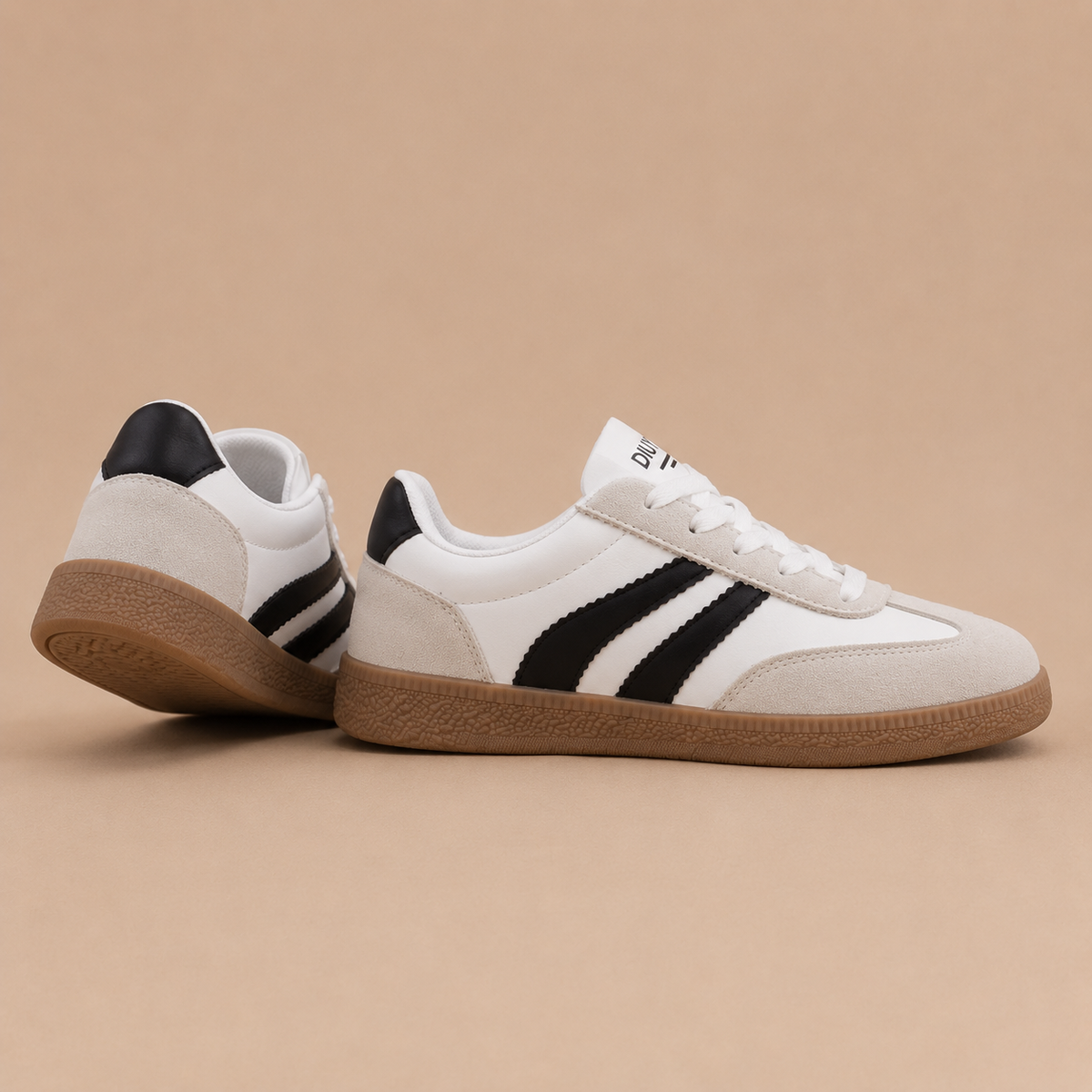 Sneakers Dames Retro - Lage Schoenen met Veters en Gum Zool