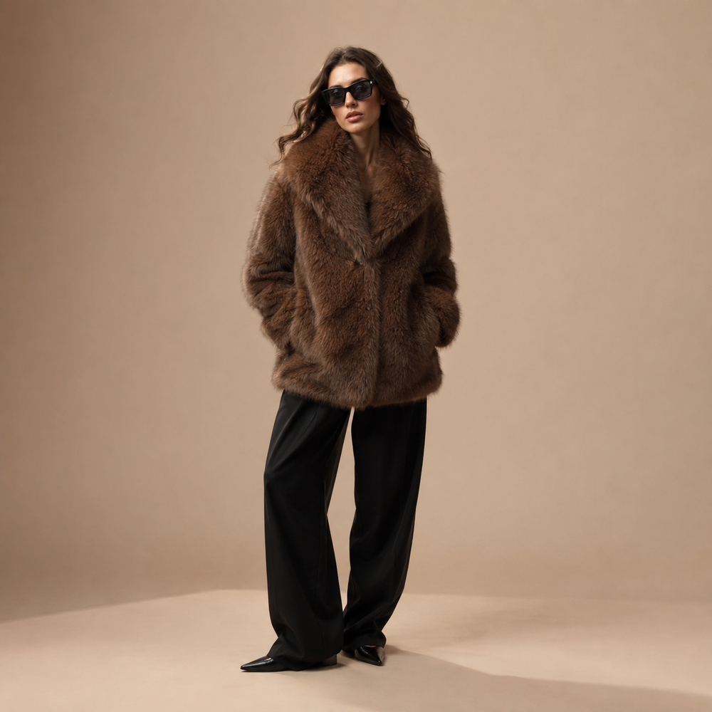 Winterjas Dames Faux Fur – Warme Bontlook Jas met Pluche Voering
